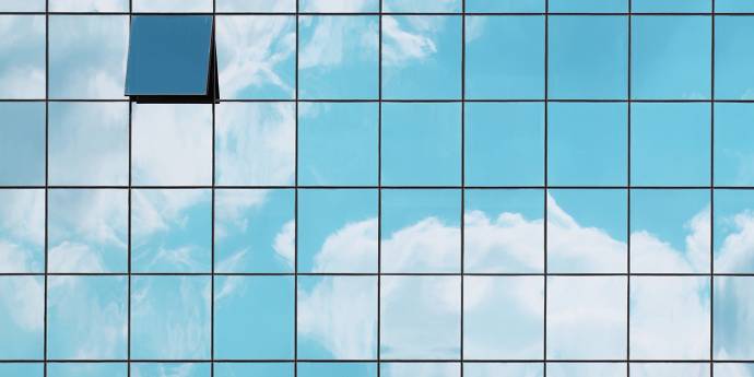 Window open in glass building