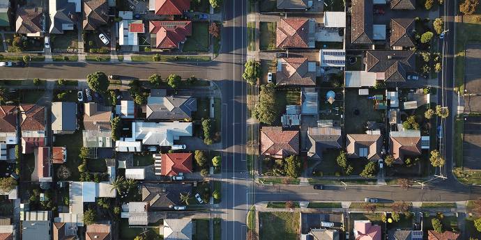 Houses surburb aeriel shot