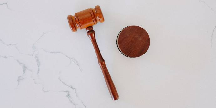 Gavel on a marble bench