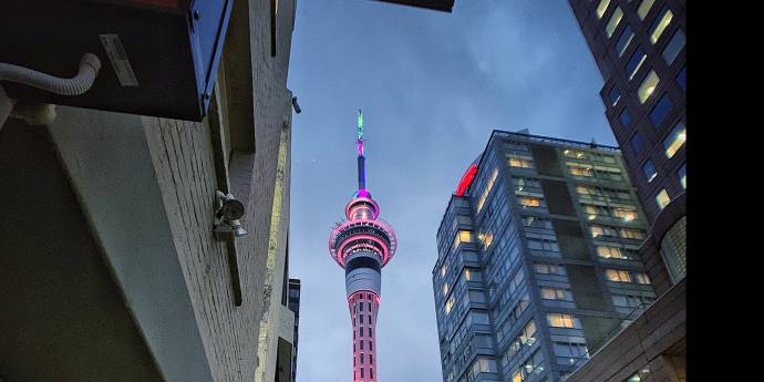 Skytower light up at night 