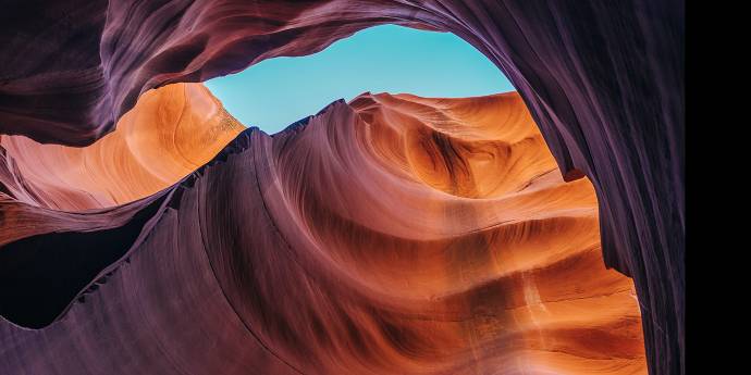 orange rock desert sky blue