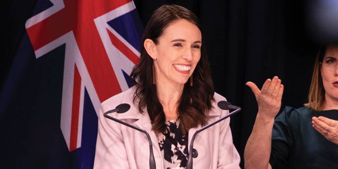 Jacinda Ardern at a press conference