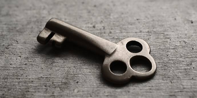 Key on wooden table